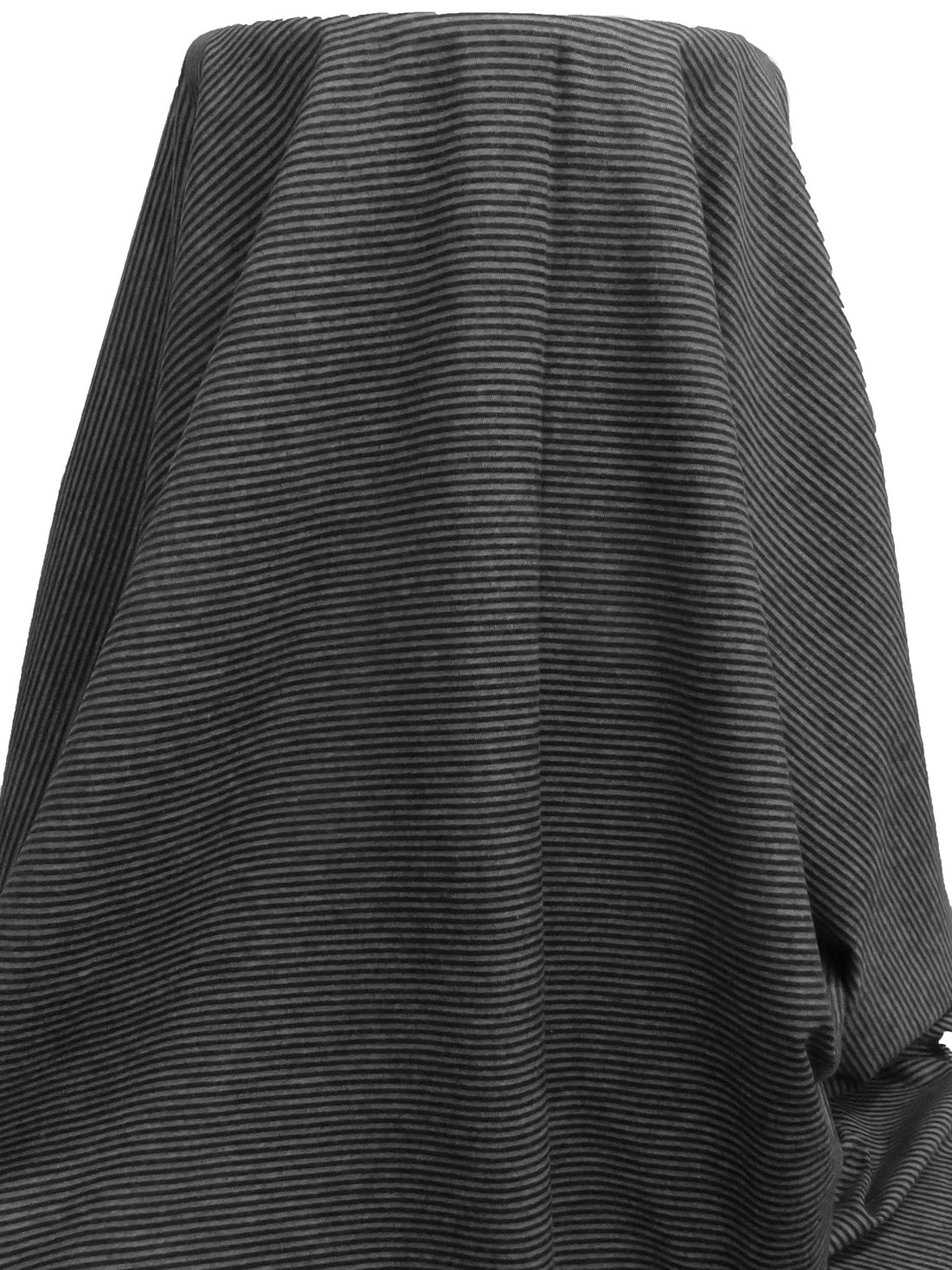 Black/White Cotton/Polyester Blend Horizontal Stripe Brushed Shirting - NY Designer - 60W