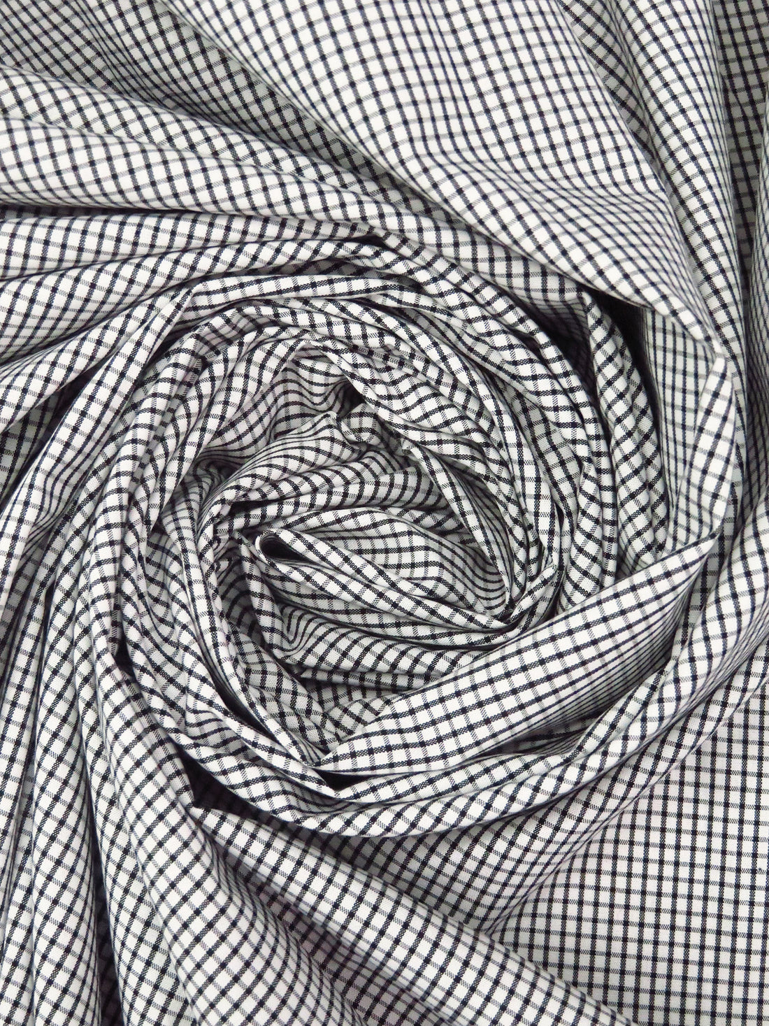 White/Black 100% Cotton Small Windowpane Plaid Shirting - NY Designer - 56W