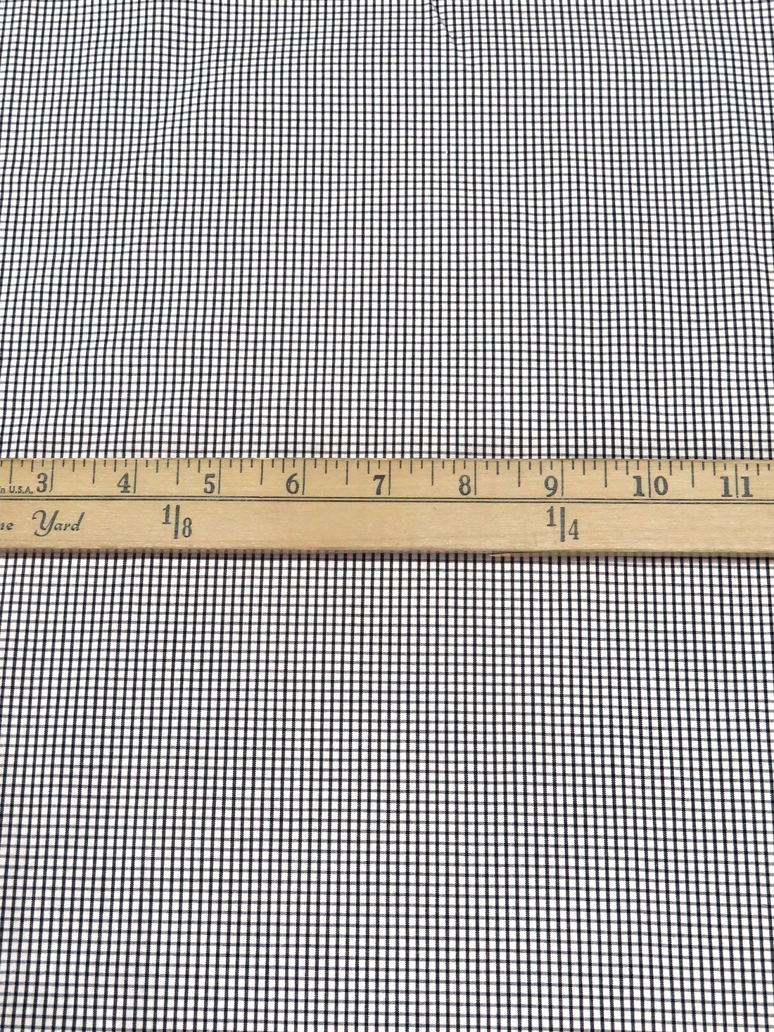 White/Black 100% Cotton Small Windowpane Plaid Shirting - NY Designer - 56W