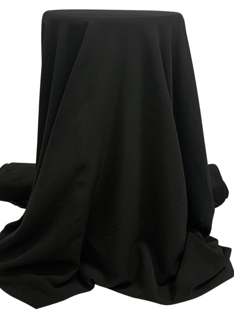 Charcoal Black Polyester/Lycra Drapey Suiting - Famous Dress Designer - 58W