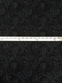 Dark Gray/Black Cotton/Lycra Paisley Print Stretch Twill 50W