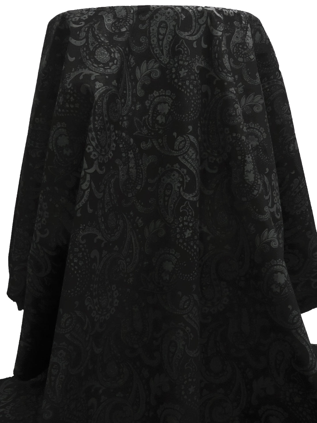 Dark Gray/Black Cotton/Lycra Paisley Print Stretch Twill 50W