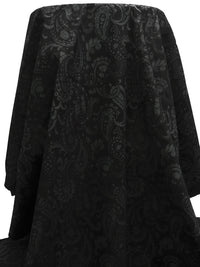 Dark Gray/Black Cotton/Lycra Paisley Print Stretch Twill 50W