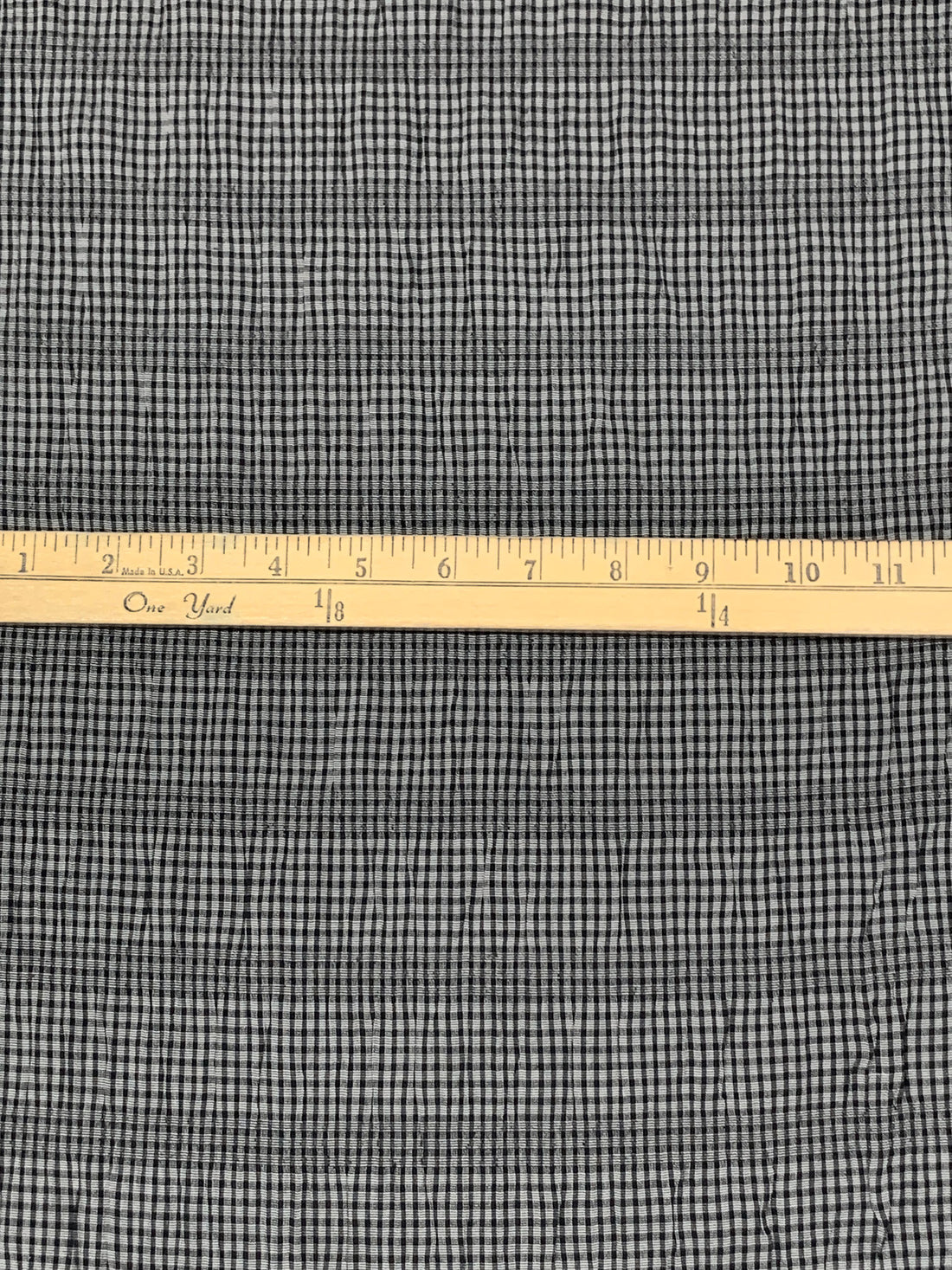 Muted Black/Silvery White Polyester/Rayon/Lycra Horizontal Gingham Stripe Weave Seersucker 61W