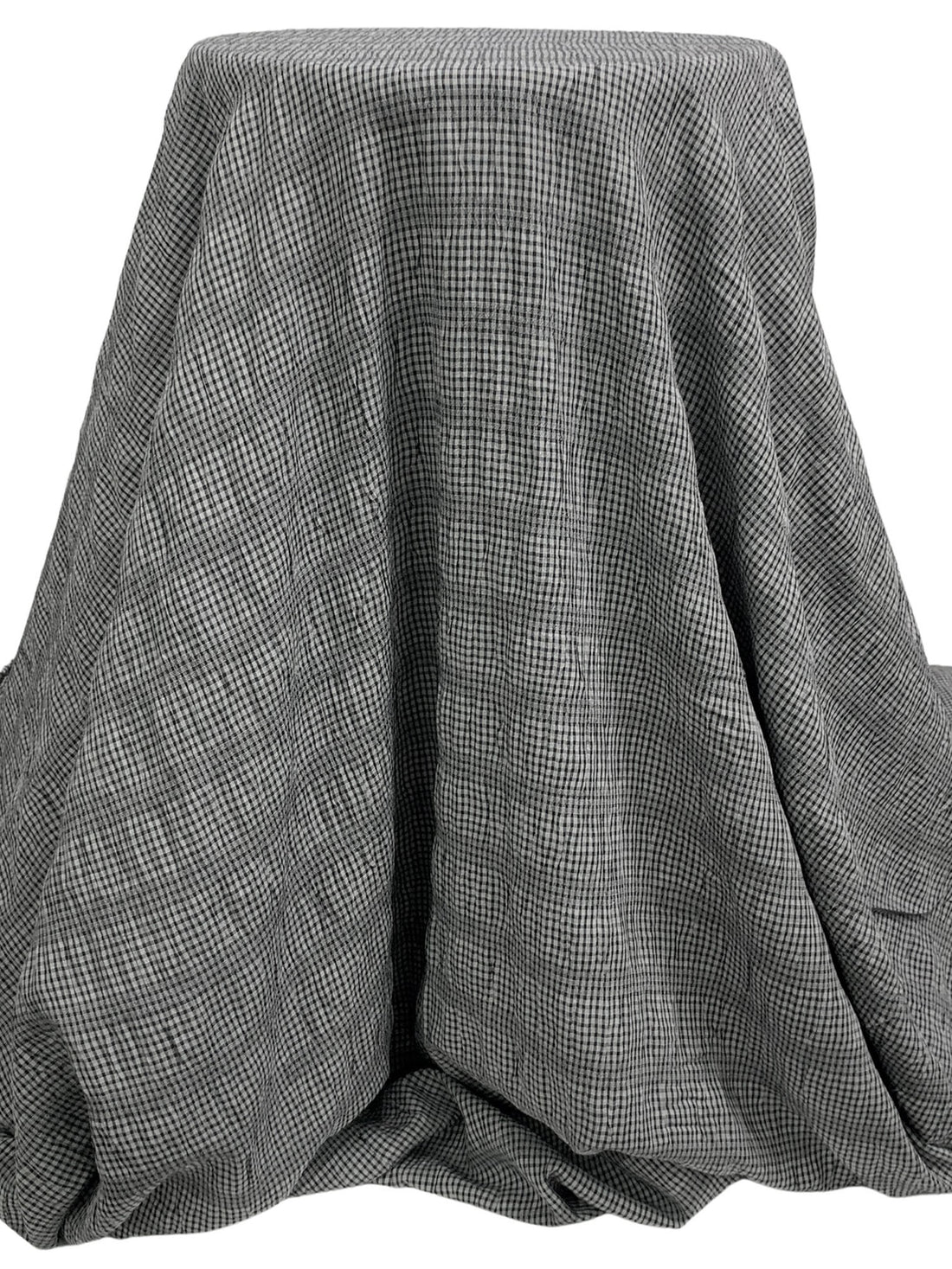 Muted Black/Silvery White Polyester/Rayon/Lycra Horizontal Gingham Stripe Weave Seersucker 61W