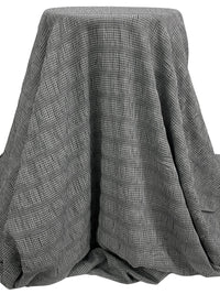 Muted Black/Silvery White Polyester/Rayon/Lycra Horizontal Gingham Stripe Weave Seersucker 61W