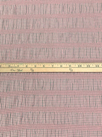 Baby Pink/Soft Slate Teal Polyester/Rayon/Lycra Horizontal Gingham Stripe Weave Seersucker 61W