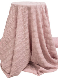 Baby Pink/Soft Slate Teal Polyester/Rayon/Lycra Horizontal Gingham Stripe Weave Seersucker 61W