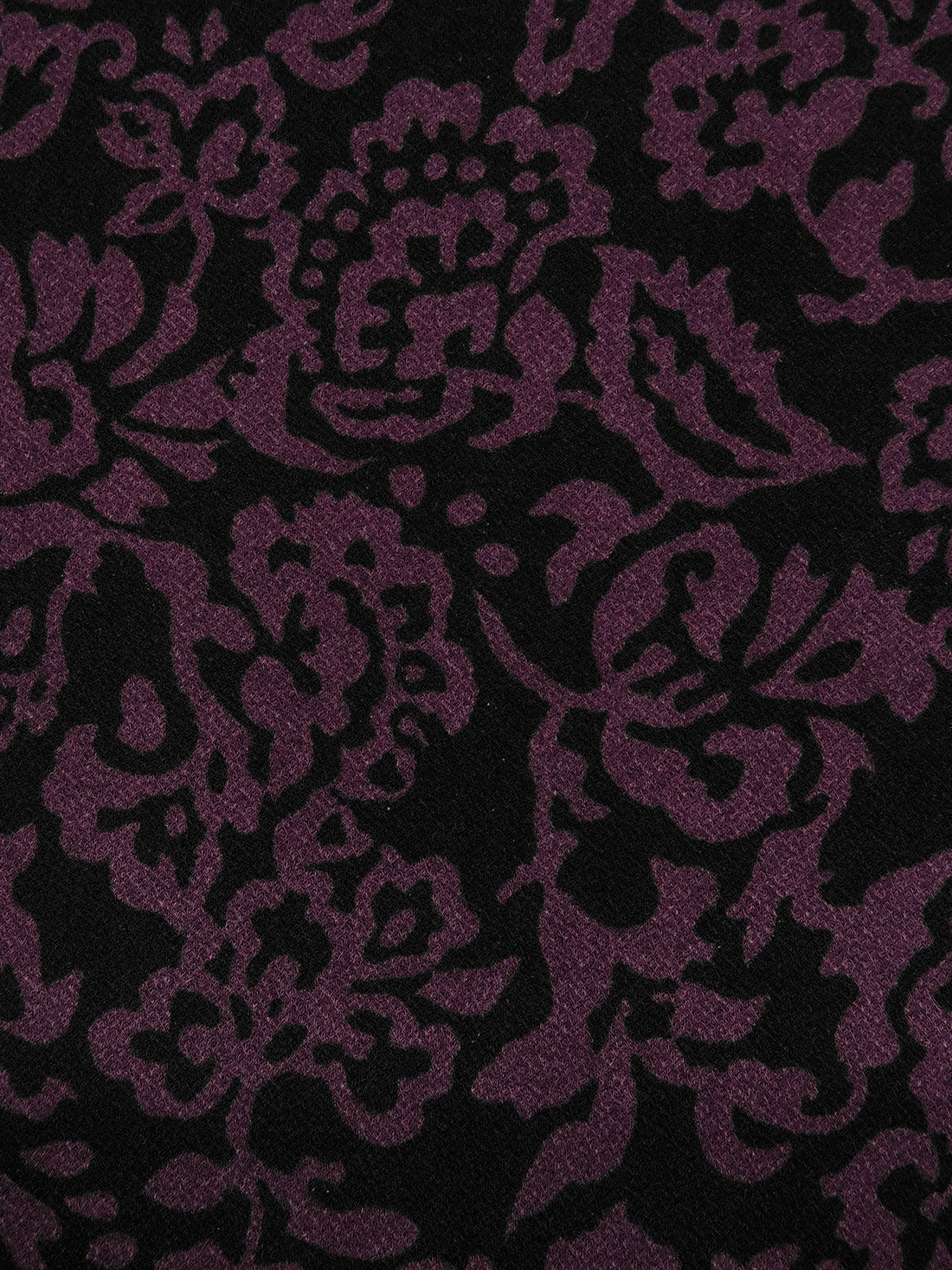 Black/Plum Polyester/Lycra Damask Print Crepe ITY Knit - NY Designer - 55W