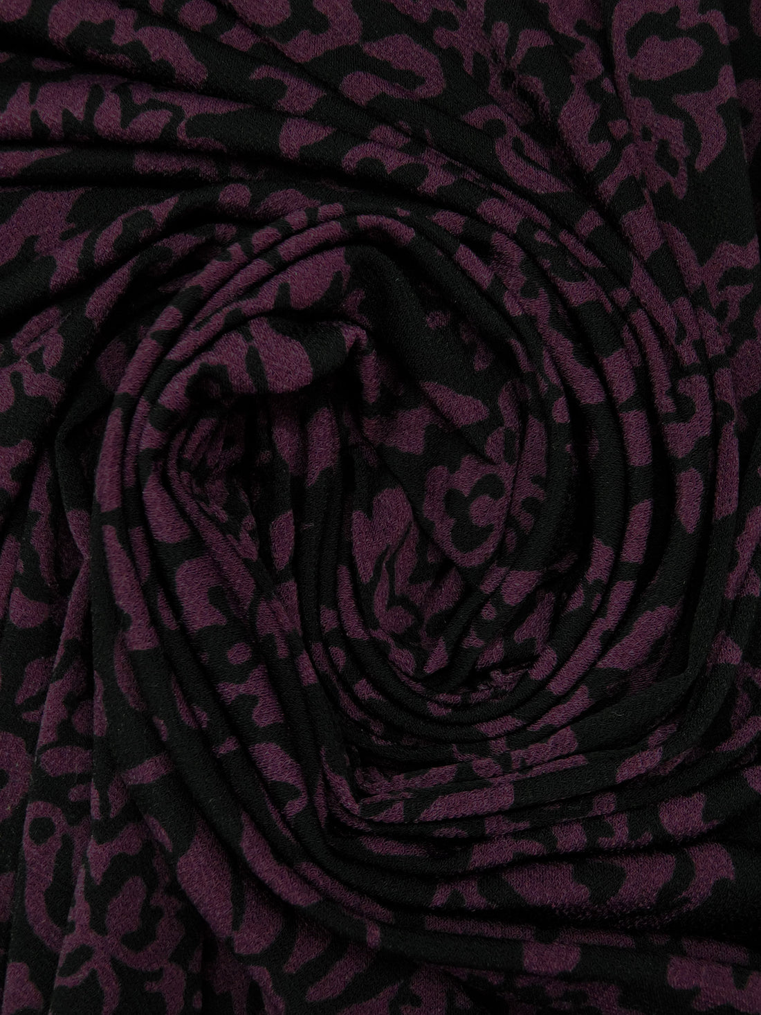 Black/Plum Polyester/Lycra Damask Print Crepe ITY Knit - NY Designer - 55W