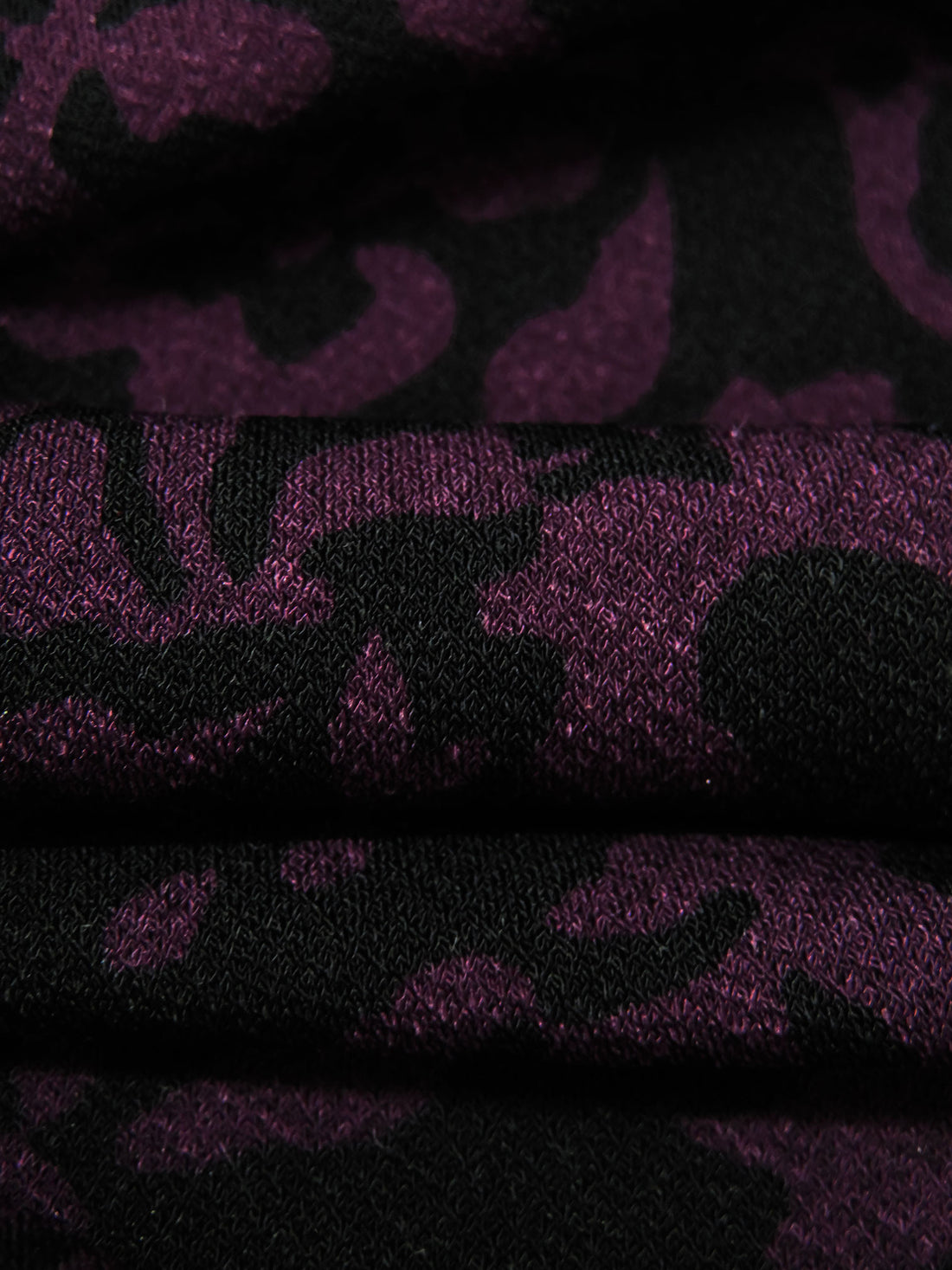 Black/Plum Polyester/Lycra Damask Print Crepe ITY Knit - NY Designer - 55W