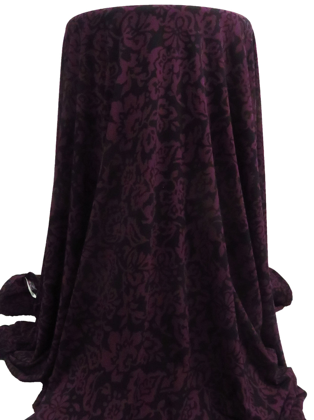 Black/Plum Polyester/Lycra Damask Print Crepe ITY Knit - NY Designer - 55W