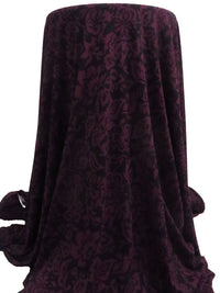 Black/Plum Polyester/Lycra Damask Print Crepe ITY Knit - NY Designer - 55W