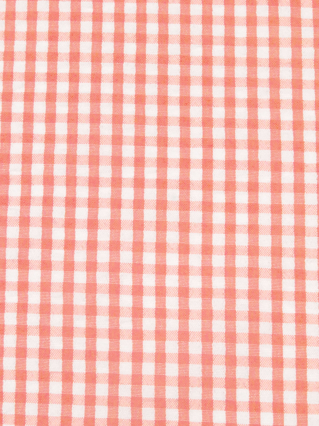 Peachy Pink/White 100% Polyester Gingham Weave Seersucker Shirt Weight Woven 57W