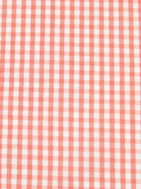 Peachy Pink/White 100% Polyester Gingham Weave Seersucker Shirt Weight Woven 57W