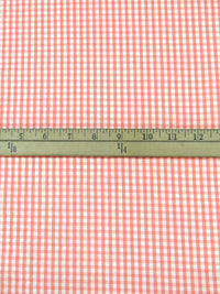 Peachy Pink/White 100% Polyester Gingham Weave Seersucker Shirt Weight Woven 57W