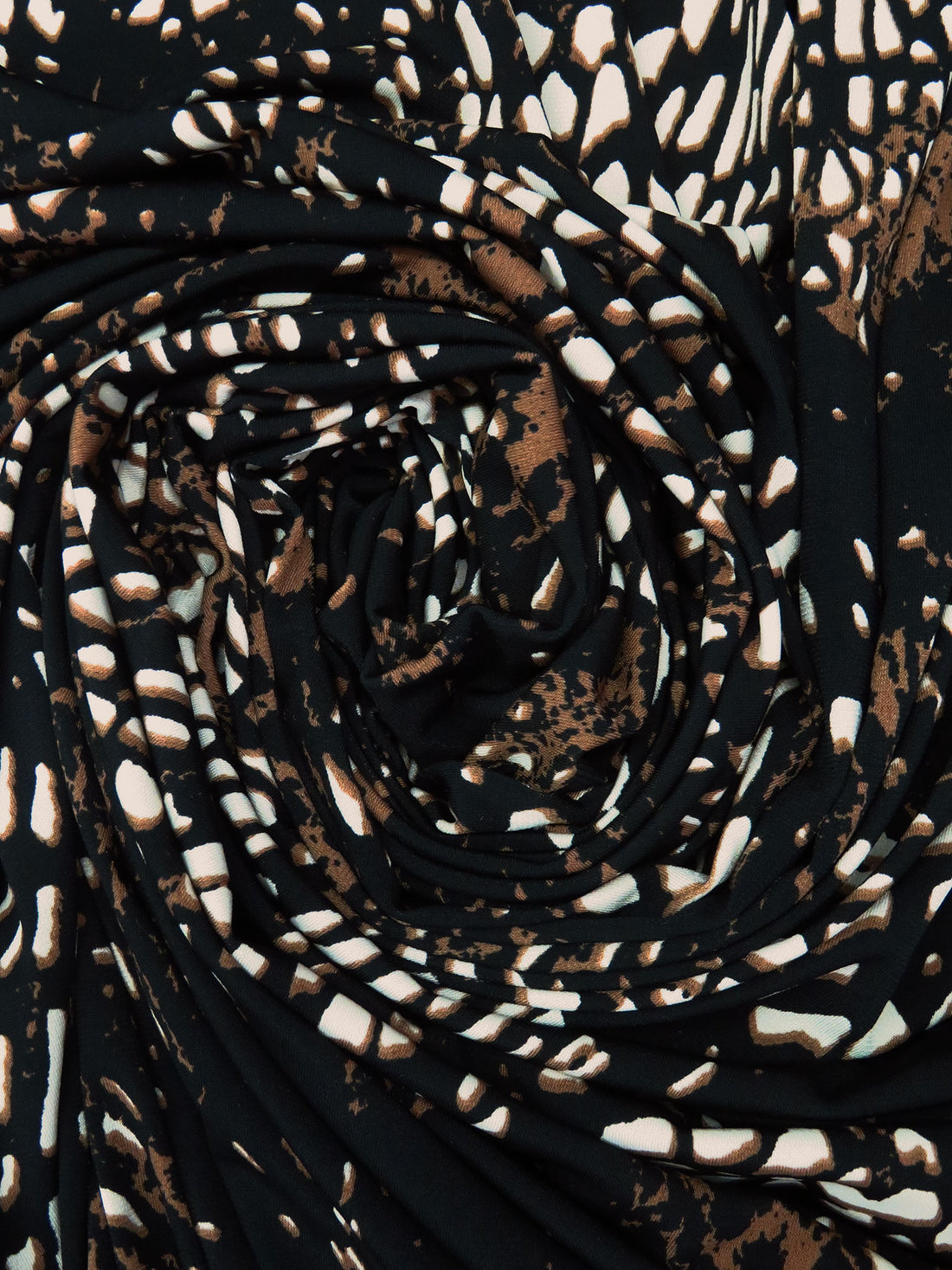 Black/Beaver Brown Polyester/Lycra Abstract Print ITY Knit - NY Designer - 58W