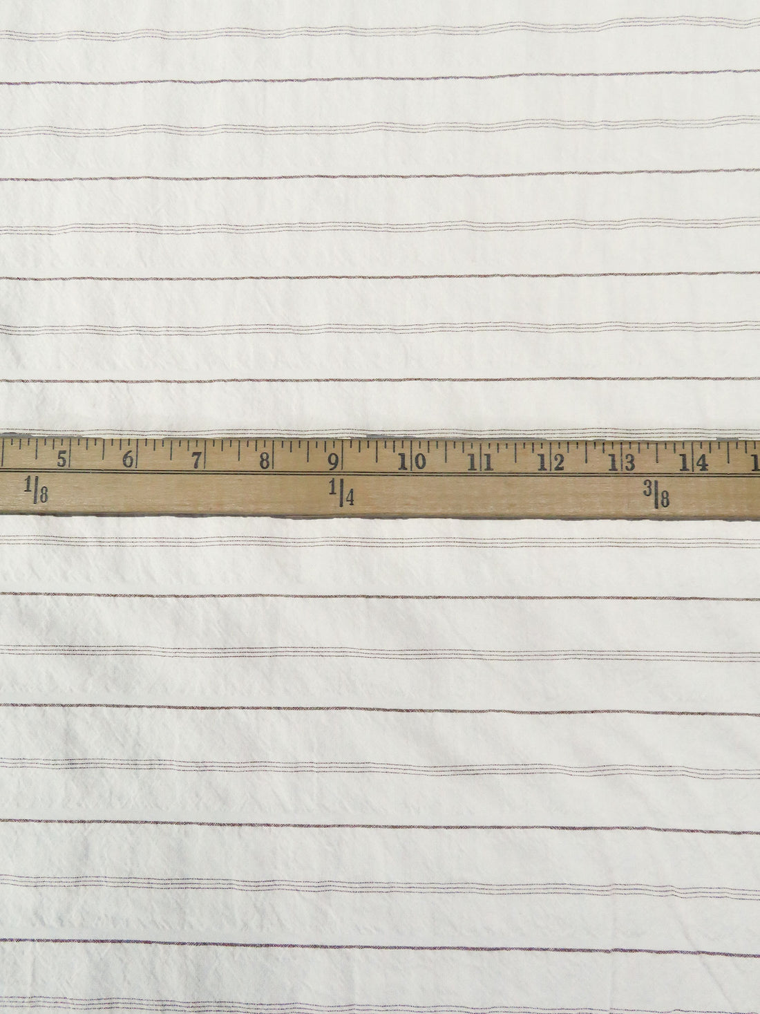 White/Brown 100% Cotton Horizontal Multi-Stripe Weave Crinkle Shirting - NY Designer - 48W