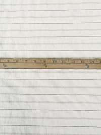 White/Brown 100% Cotton Horizontal Multi-Stripe Weave Crinkle Shirting - NY Designer - 48W