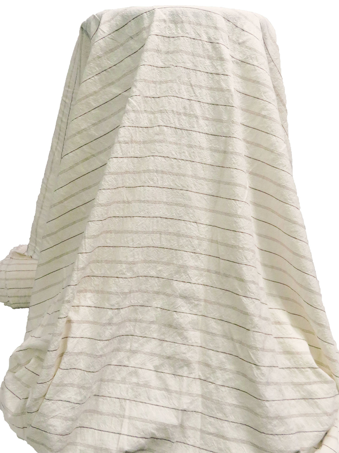 White/Brown 100% Cotton Horizontal Multi-Stripe Weave Crinkle Shirting - NY Designer - 48W