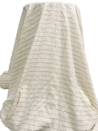 White/Brown 100% Cotton Horizontal Multi-Stripe Weave Crinkle Shirting - NY Designer - 48W