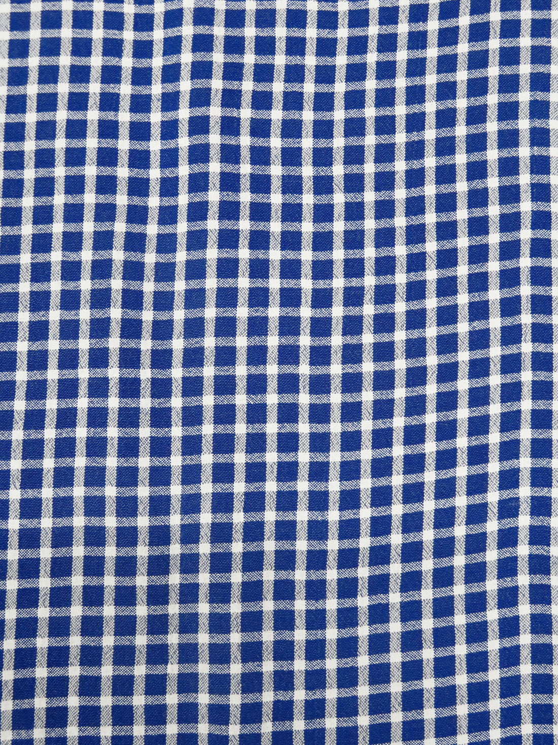 Muted Dark Blue/White Rayon/Polyester Plaid Weave Crinkle Shirting 57W