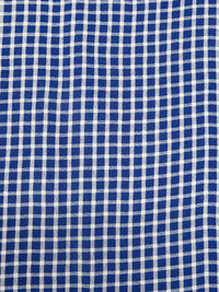 Muted Dark Blue/White Rayon/Polyester Plaid Weave Crinkle Shirting 57W