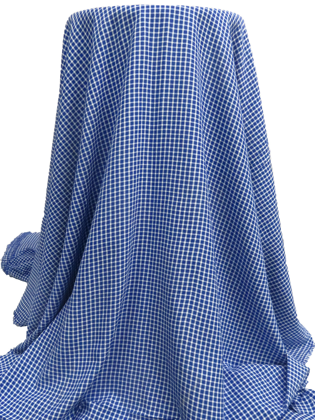 Muted Dark Blue/White Rayon/Polyester Plaid Weave Crinkle Shirting 57W