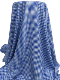 Muted Dark Blue/White Rayon/Polyester Plaid Weave Crinkle Shirting 57W