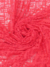 Hot Paradise Pink Polyester/Lycra Eyelet Lace Knit 54W