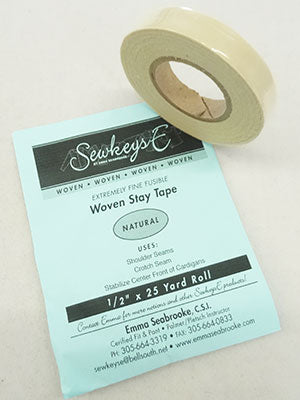 SewKeysE - Natural Fusible Woven Stay Tape - 1/2" 25 Yard Roll