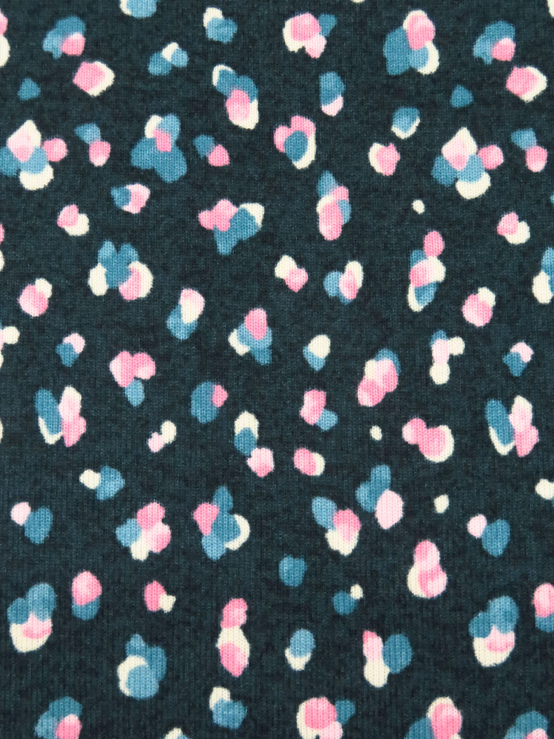 Heathered Marine Blue/Ballet Pink/Cream Polyester/Lycra Splatter Dots Print Sweater Knit - NY Designer - 60W