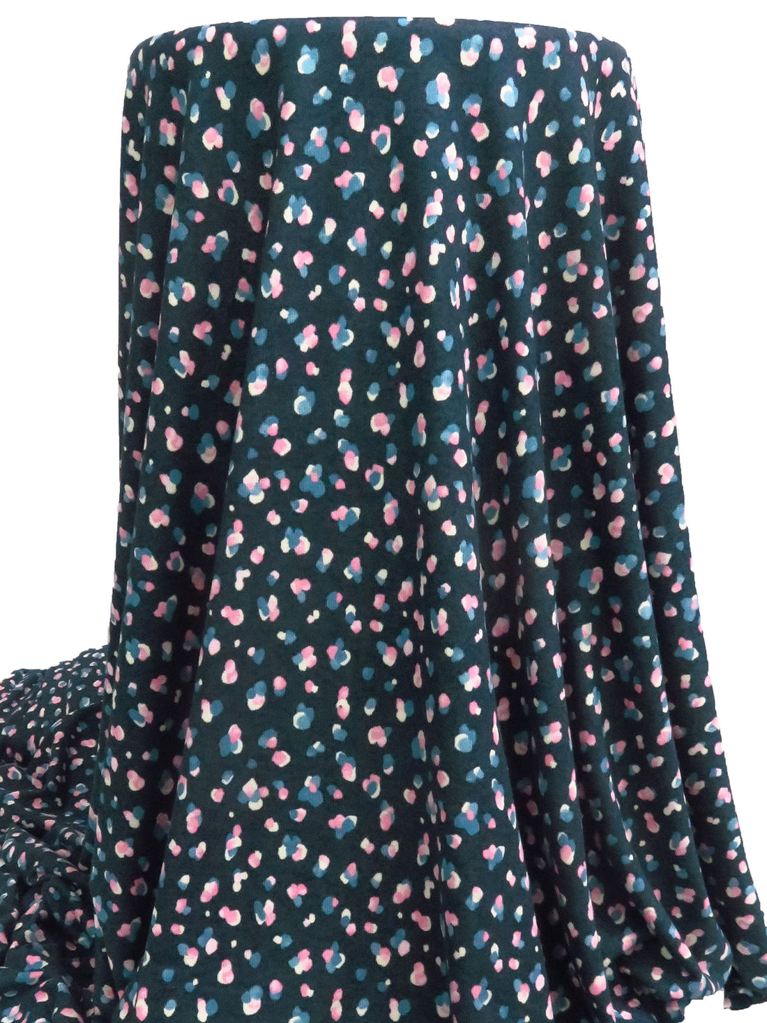 Heathered Marine Blue/Ballet Pink/Cream Polyester/Lycra Splatter Dots Print Sweater Knit - NY Designer - 60W