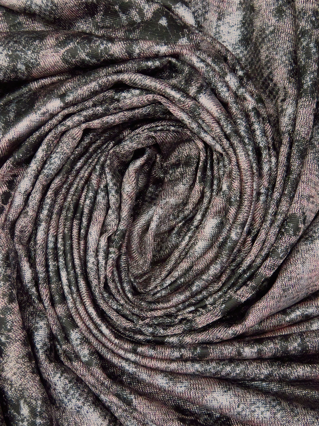 Pale Pink/Silver/Black Polyester/Lycra Snakeskin Print Knit 54W