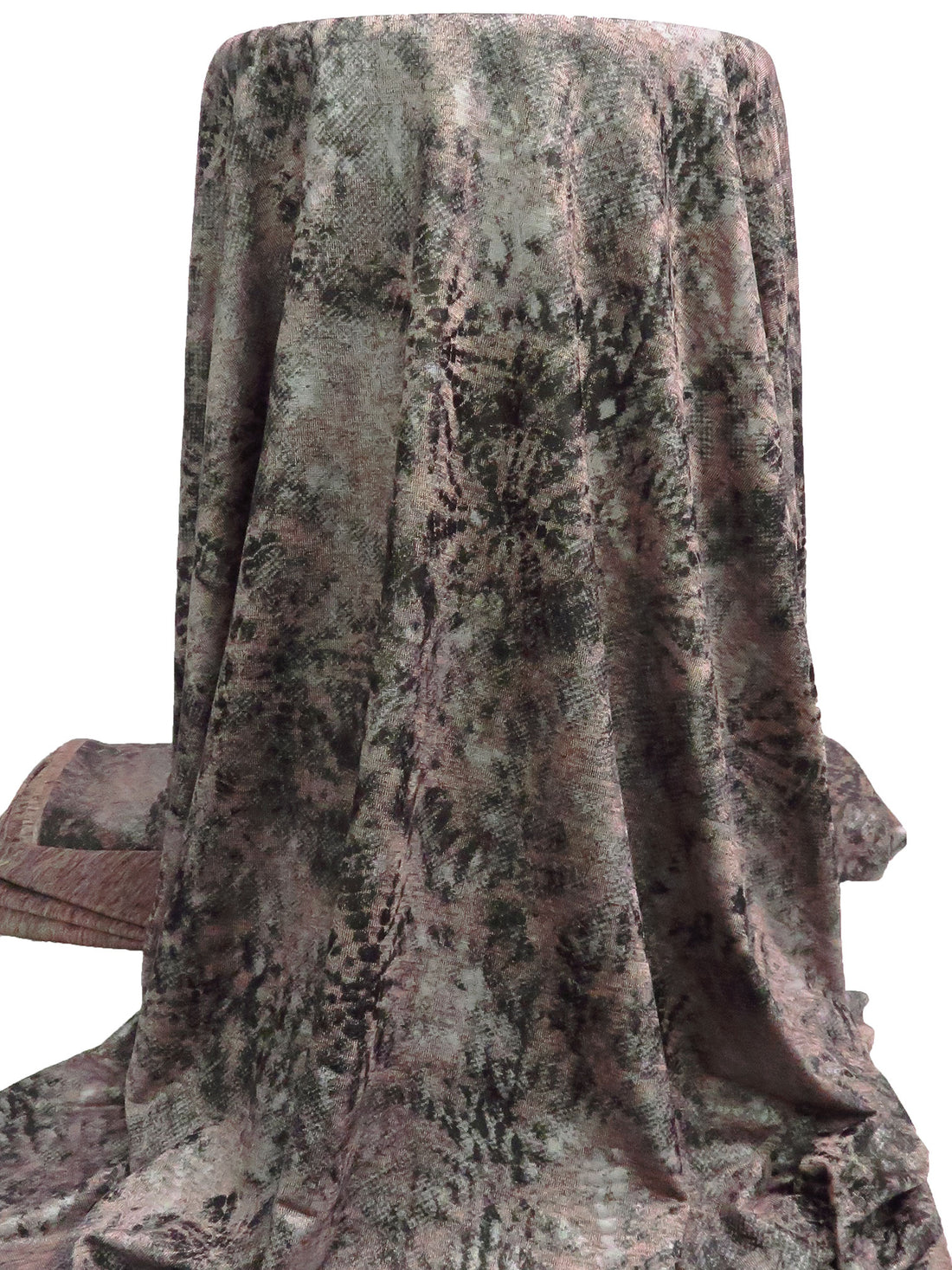 Pale Pink/Silver/Black Polyester/Lycra Snakeskin Print Knit 54W