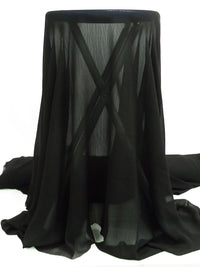 Black 100% Polyester Crinkle Chiffon 58W