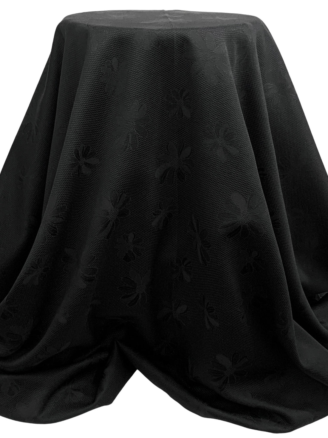 Black 100% Cotton Floral Jacquard Pique Bottom Weight Woven 59W