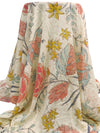 Light Salmon/Cream/Goldenrod/Multi Rayon/Tencel Large Floral Abstract Print Voile - NY Designer - 56W