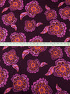 Cured Eggplant/French Pink/Vivid Orange/Multi 100% Cotton Large Abstract Floral Print Lawn - NY Designer - 56W