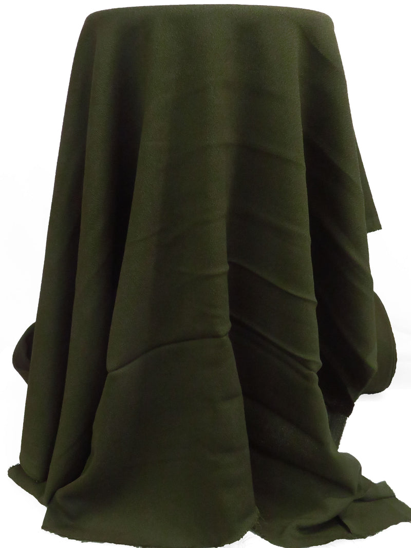 Dark Army Green 100% Polyester Crepe Suiting 44W