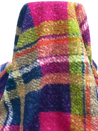 Fuchsia/Midnight Navy/Tan/Multi 100% Polyester Plaid Weave Chunky Boucle Knit 56W