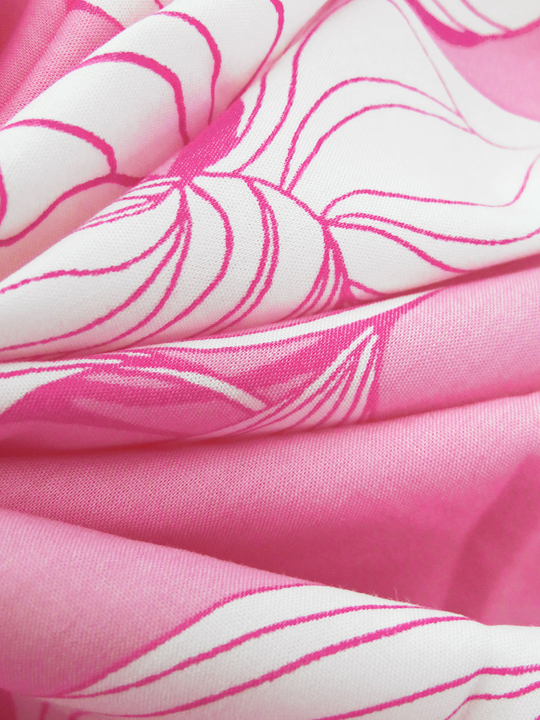 Flamingo Pink/White/Lemon/French Pink 100% Cotton Large Abstract Floral Print Lawn - NY Designer - 52W