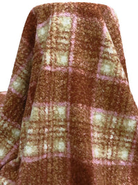 Liver/Sand/Pink Pearl/Multi 100% Polyester Plaid Weave Chunky Boucle Knit 56W