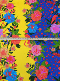 Yellow/Egyptian Blue/Cinnabar/Multi 100% Rayon Abstract Tropical Print Challis - NY Designer - 50W