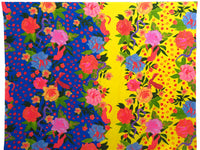 Yellow/Egyptian Blue/Cinnabar/Multi 100% Rayon Abstract Tropical Print Challis - NY Designer - 50W