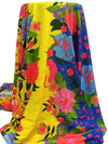 Yellow/Egyptian Blue/Cinnabar/Multi 100% Rayon Abstract Tropical Print Challis - NY Designer - 50W