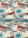 Eggshell/Turquoise/Burgundy/Multi 100% Cotton Beach Scene Print Lawn - NY Designer - 56W