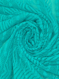 Robin Egg Blue 100% Polyester Vertical Stylized Stripe Design Lace 52W