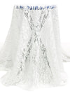 White 100% Polyester Floral Corded Lace - Famous Dress Designer - 55W