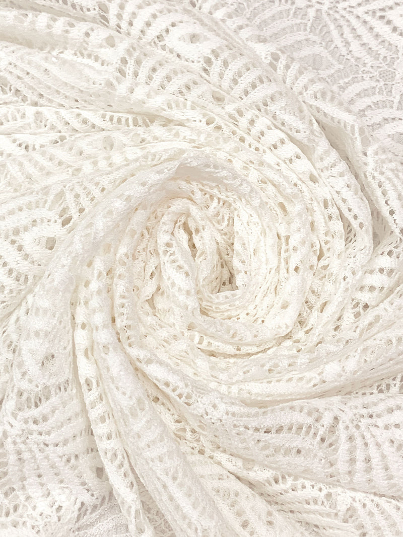 Alabaster 100% Polyester Floral Corded Lace 55W